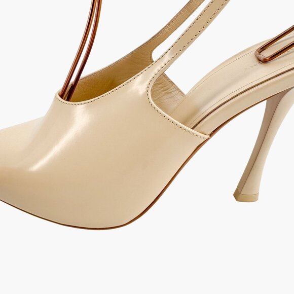 Givenchy Show Beige Leather Slingback Pointed Toe Pumps Heels Size 38 US 8 - Picture 9 of 15